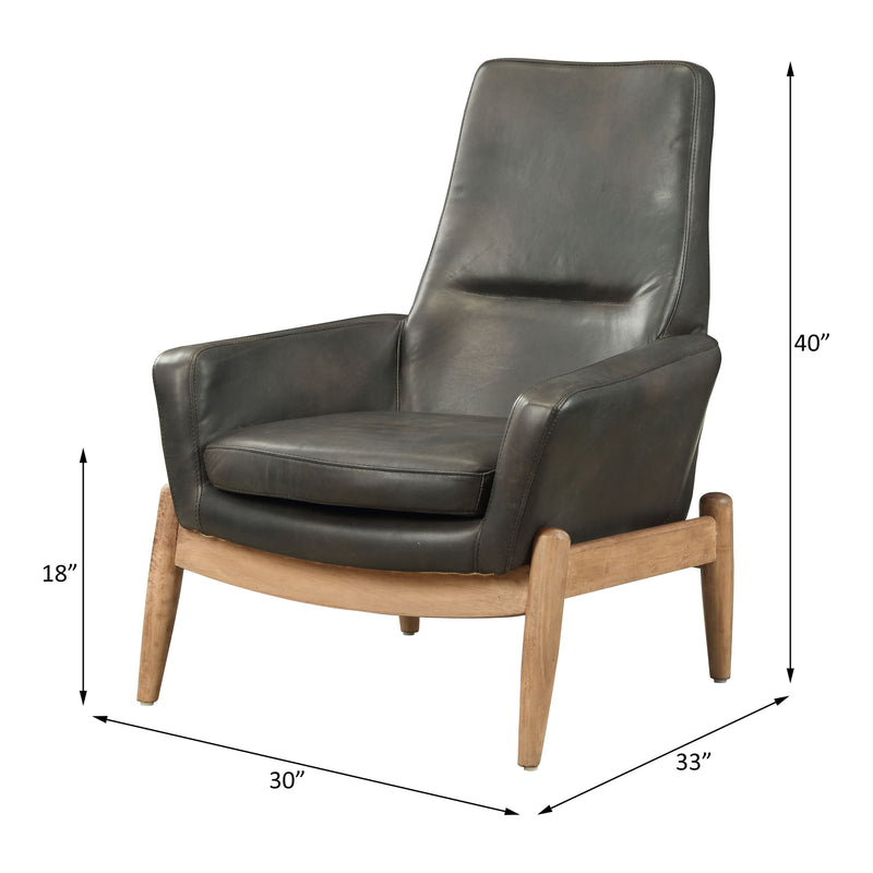 Dolphin - Accent Chair - Black Top Grain Leather