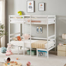 Twin Over Twin Bunk Beds Can be Turn into Upper Bed and Down Desk, Cushion Sets are Free for Kids, Teens, Girls, Boys. White,79''L x 40.9''W x 79''H.