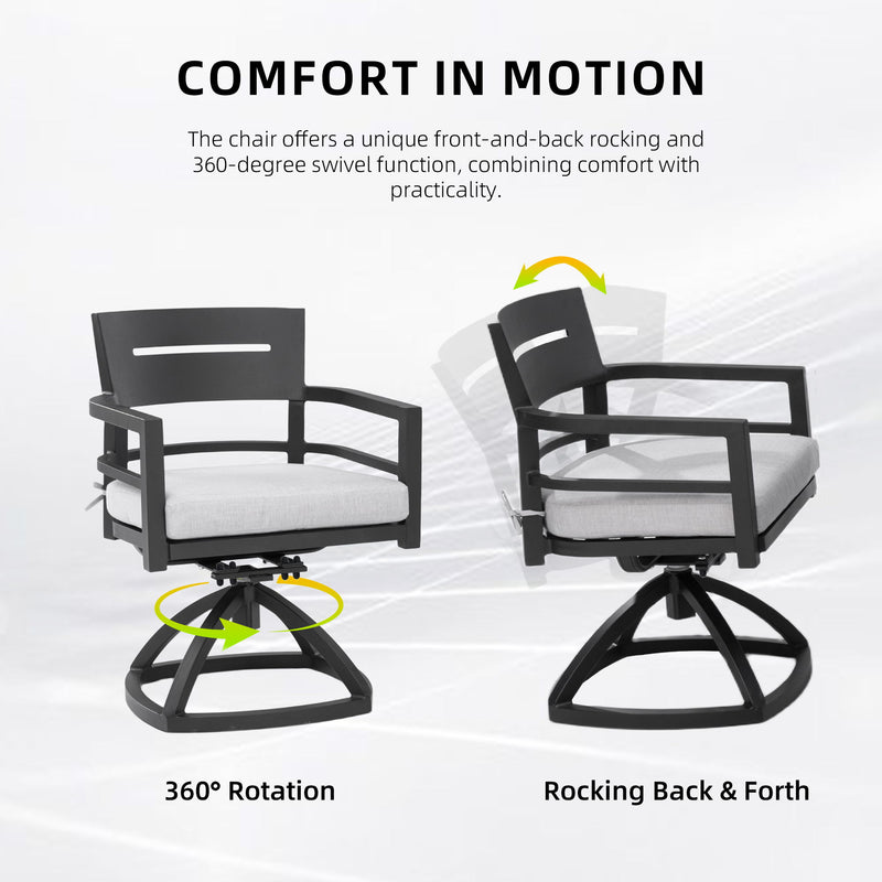 Outdoor Patio Swivel Rocker With Outdoor-Grade Sunbrella Fabric Cushions (Set of 2)