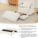 Modern Style Armchair Chaise Lounge Sofa Couch With Movable Storage Ottoman, USB Ports, Cup Holders, Phone Holder, Side Pockets