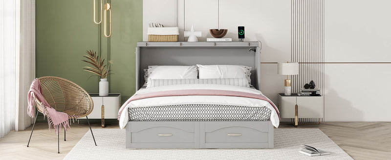 Murphy Wall Bed With Drawer And A Set Of Sockets & USB Ports, Pulley Structure Design