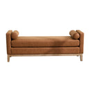 Elegant Upholstered Bench Daybed Ottoman With Bolster Pillows