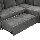 Modern L Shaped Sectional Sofa Bed With Hidden Storage Chenille Upholstery