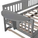 Twin Wooden Daybed with Trundle Bed  , Sofa Bed for Bedroom Living Room, Gray