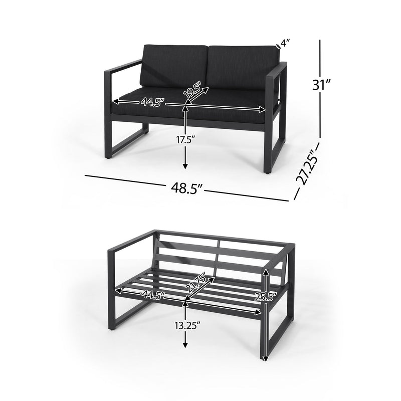 4 Piece Outdoor Chair Set With Weather Resistant Cushion - Dark Gray