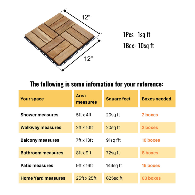 Interlocking Deck Tiles Checker Pattern, Square Acacia Hardwood Outdoor Flooring For Patio, Bancony, Pool Side