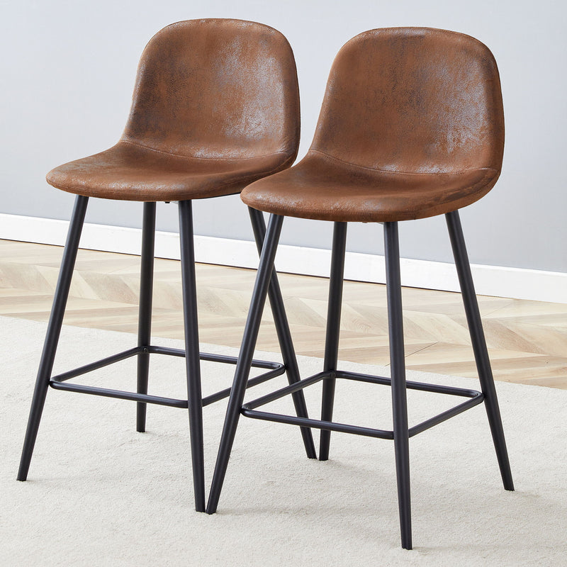 Modern Black Pu Bar Chair Rounded Backrest (Set of 2)