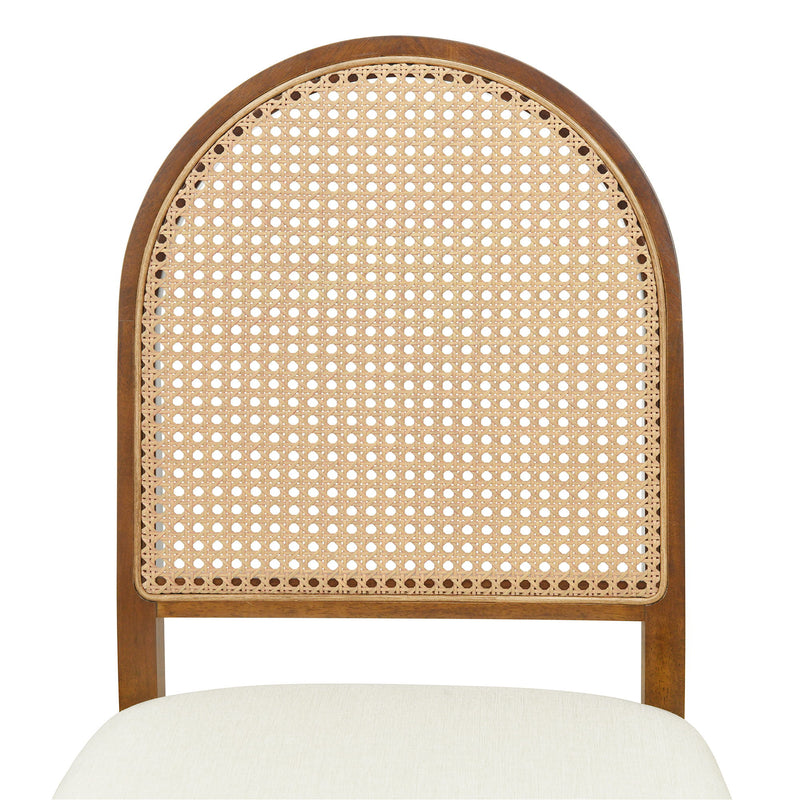 Modern Double Pedestal 6 Piece Dining Table Set, 4 Upholstered Rattan Back Dining Chairs And Bench