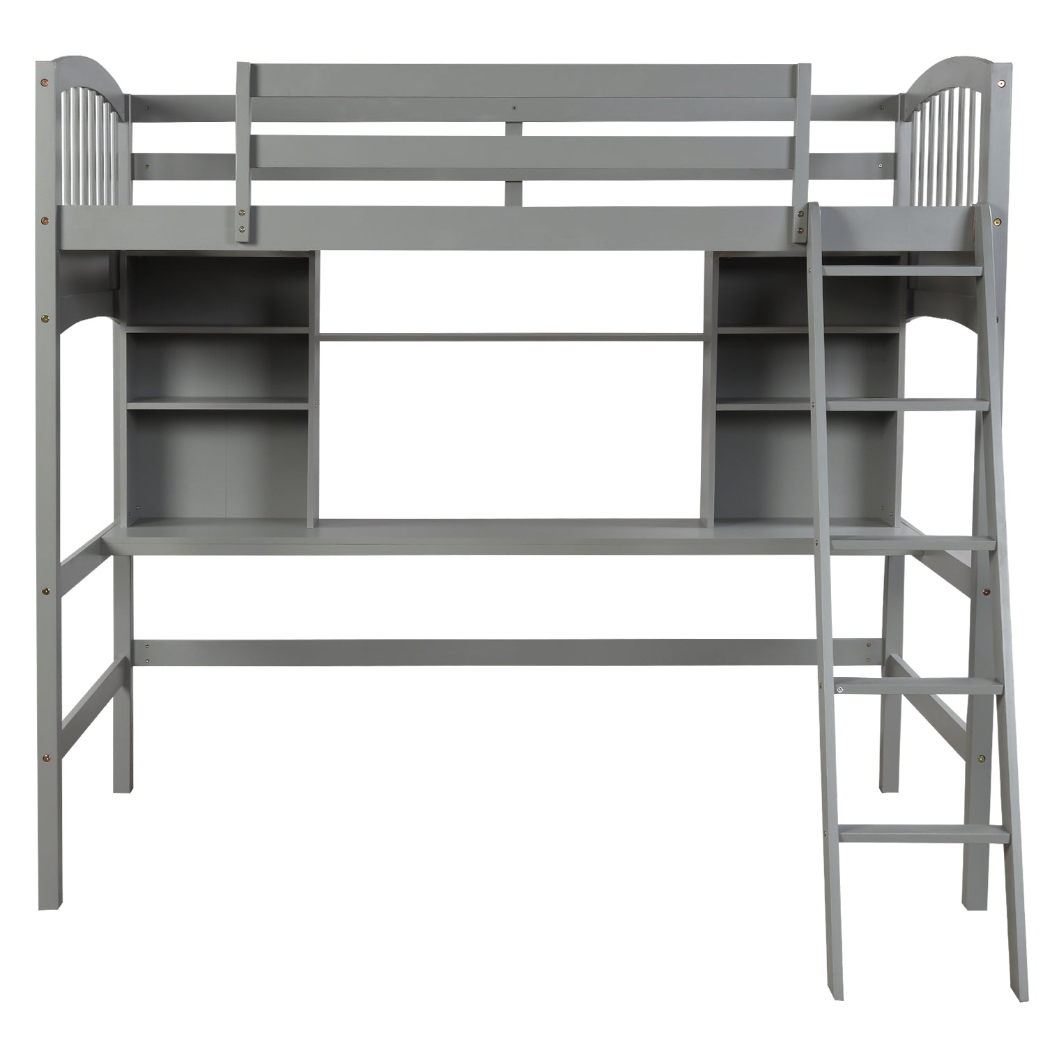Twin size Loft Bed with Storage Shelves, Desk and Ladder, Gray(OLD SKU :LP000140EAA) - Atlantic Fine Furniture Melbourne FL