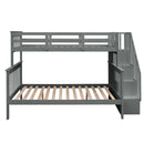 Stairway Bunk Bed With Storage And Guard Rail For Bedroom