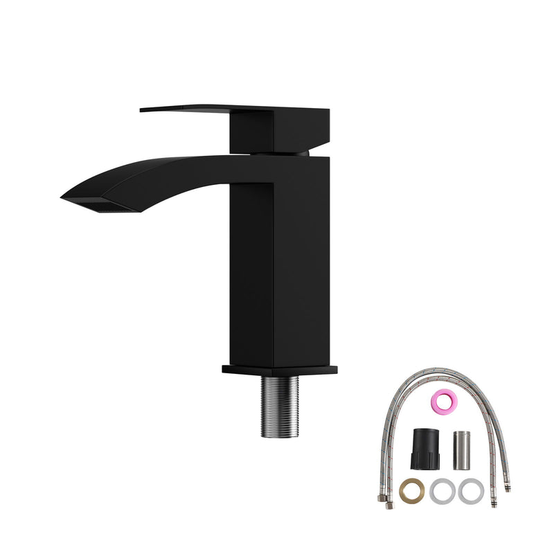 Wall Mounted Bathroom Sink With Towel Bar & Overflow - White / Black