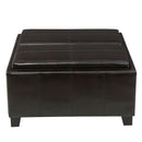 Contemporary Ottoman With Storage And Tray Tops - Brown