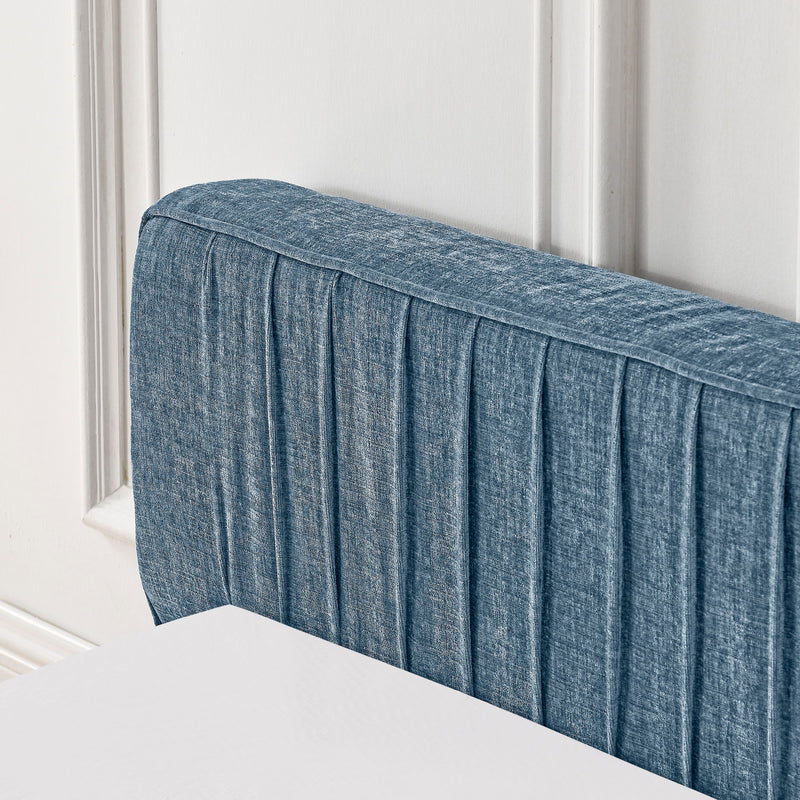 Modern Upholstered Platform Bed Frame With Pleated Design