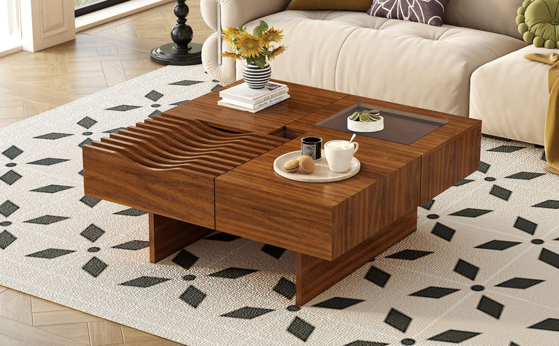 Unique Square Coffee Table With 3 Drawers