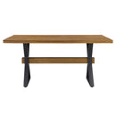 Farmhouse Style X Shaped Legs Dining Table With Moulded Details - Brown