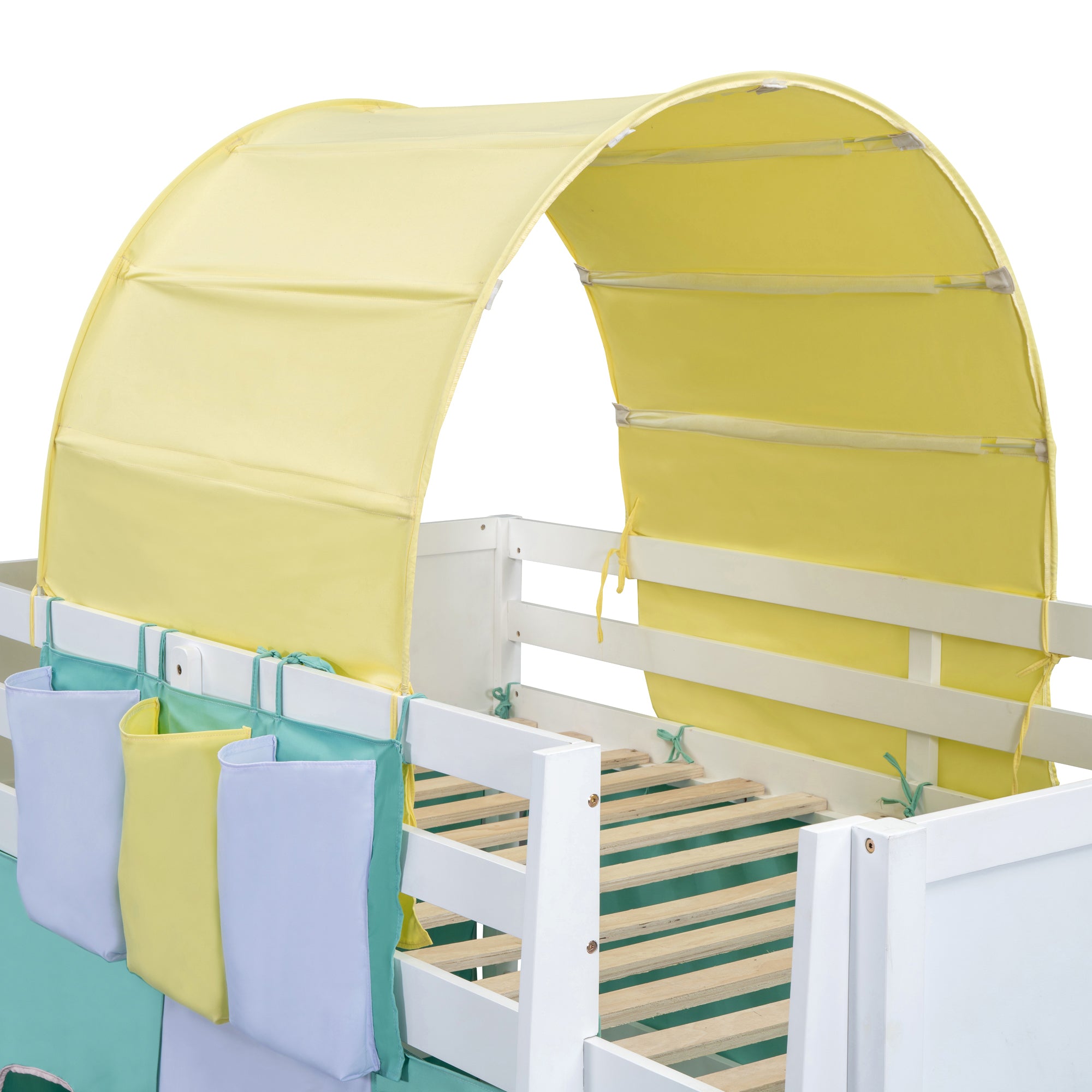 Twin Size Loft Bed with Tent and Tower  and  Three Pockets- Green - Atlantic Fine Furniture Melbourne FL