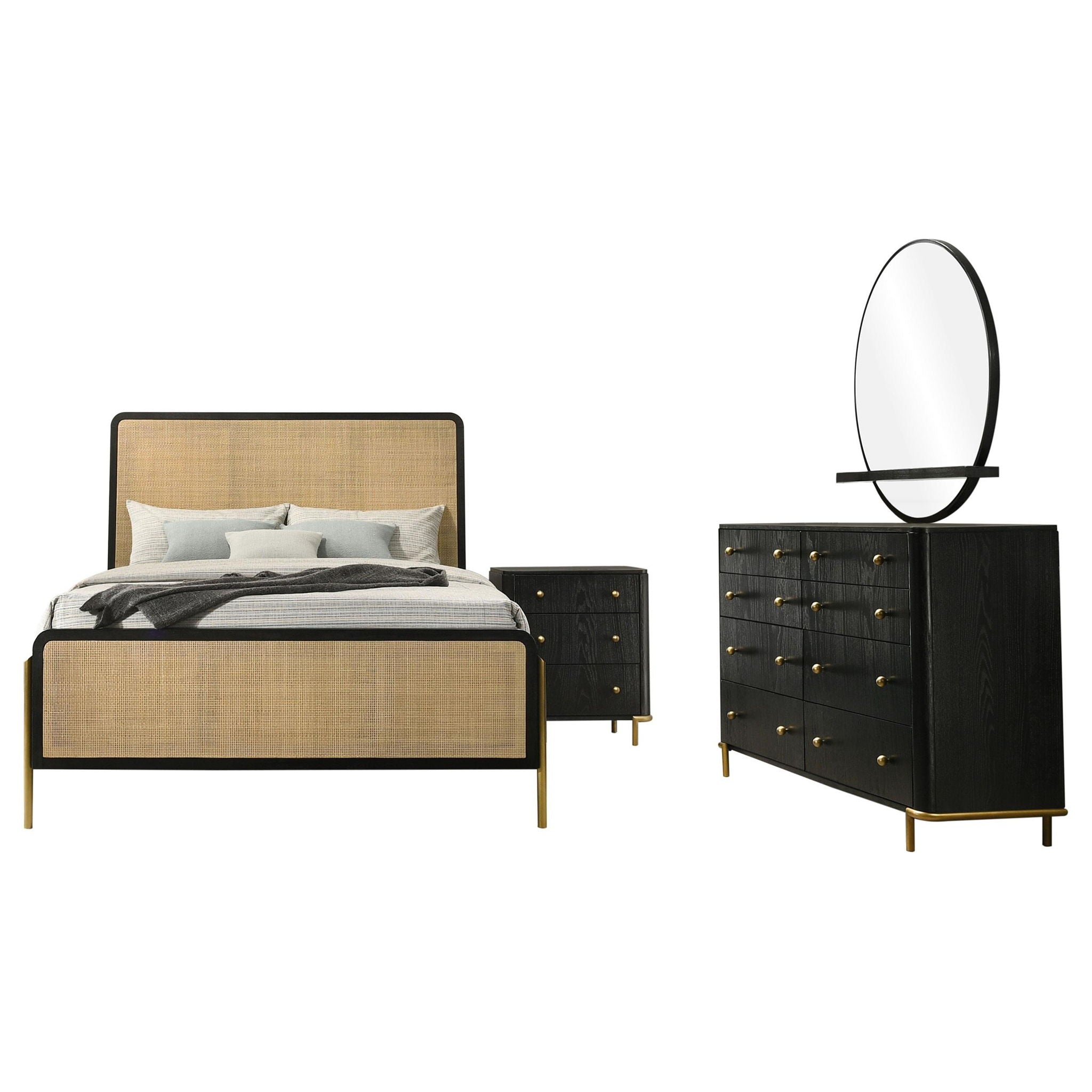 Arini 4-piece Eastern King Bedroom Set Black and Natural