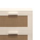 Nightstand With 2 Drawers, Storage Side Table For Bedroom - Antique Natural / Rattan