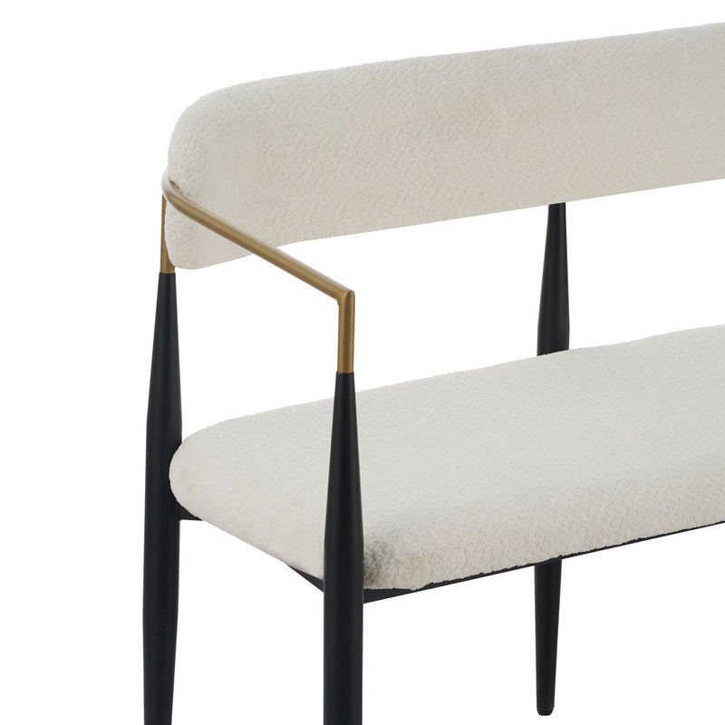 Modern Upholstered Loveseat Settee With Iron Frame