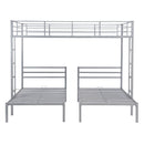 Full over Twin&Twin Size Bunk Bed with Built-in Shelf, Silver
