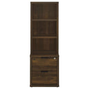 Multifunctional Bookcase With Three Open Shelves, 2 Drawers, Dual USB Charging Outlet