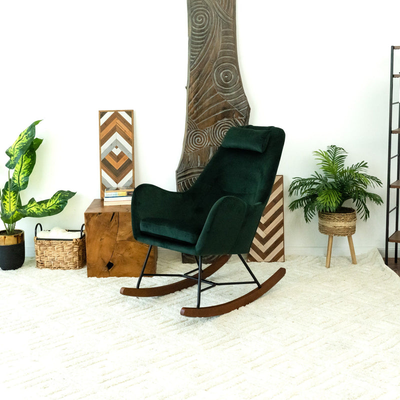 Chel - Mid-Century Modern Velvet Rocking Chair