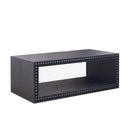 Beaded Edge Coffee Table, Rectangular Center Table With Open Storage Shelf - Black