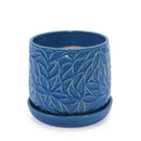 Ceramic Flowerpot, 7" Planter For Patio, Garden, Windowsill (Set of 2) - Antique Navy Blue