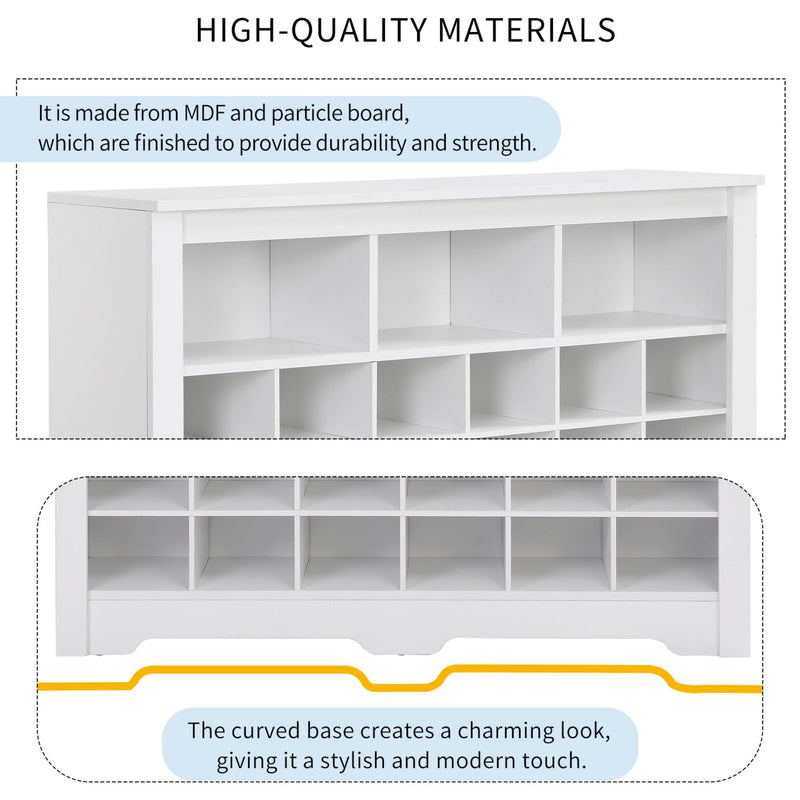 24 Shoe Cubby Console, Shoe Cabinet - White