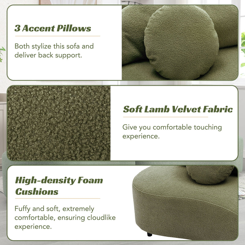 Modern Living Room Sofa Lamb Velvet Upholstered For Home