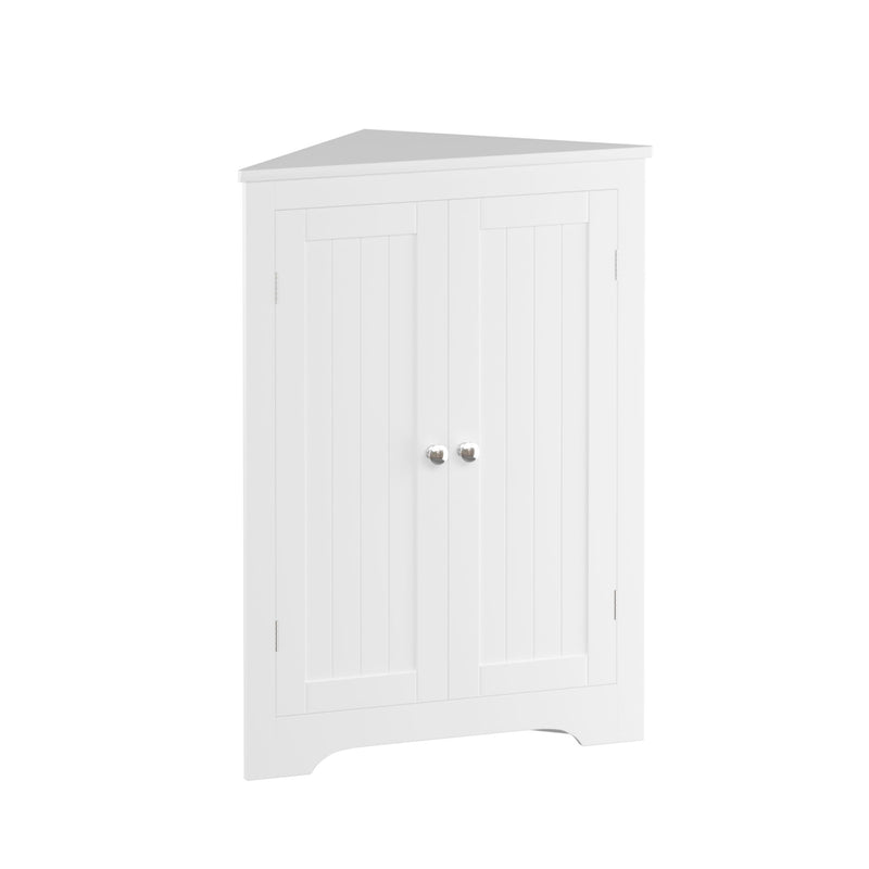 Corner Cabinet With 2 Doors And Adjustable Shelves, Freestanding Narrow Storage Organizer For Bathroom - White