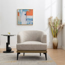 Modern Two-Tone Barrel Chair, Upholstered Round Armchair For Living Room Bedroom Reading Room