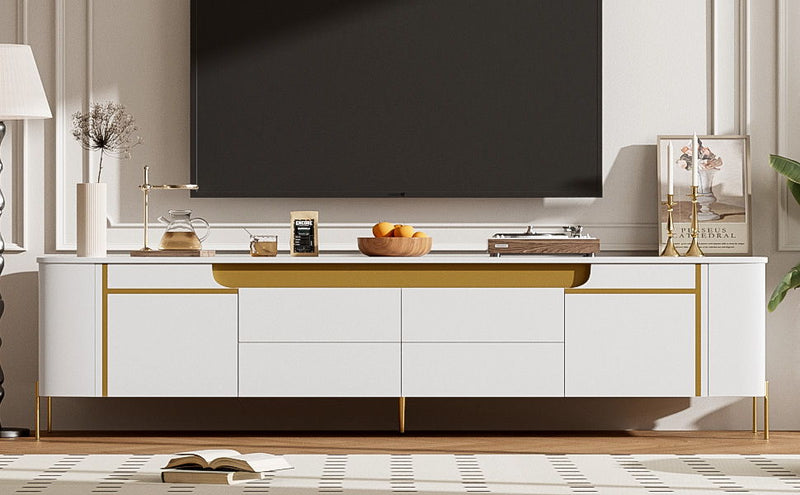TV Stand For TVs Up To 80" With 4 Drawers And 2 Spacious Cabinets