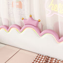 Extending Daybed With LED Lights, Modern Upholstered Princess Daybed With Crown Headboard