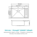 Single Bowl Workstation Kitchen Sink With Cup Washer 16 Gauge Stainless Steel - Black / Gray