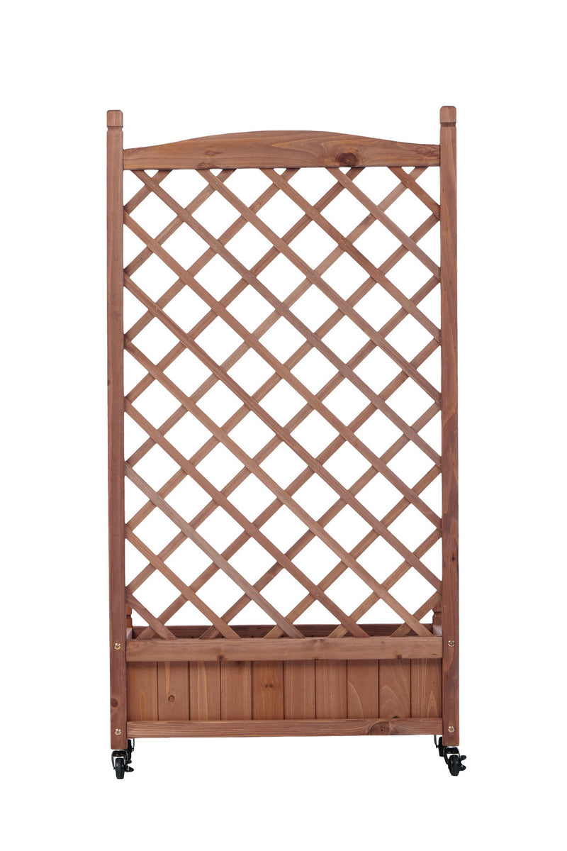 Raised Garden Bed With Trellis 2 Pack, Outdoor Planter Box & Plant Stand With Climbing Racks - Brown