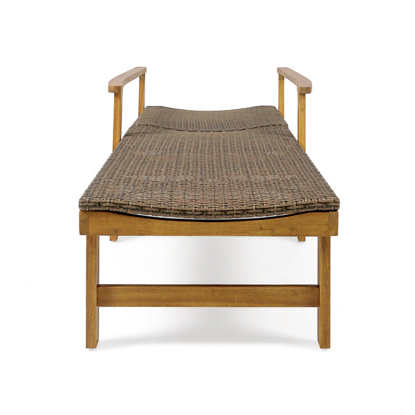 Hampton - Style Wood And Wicker Chaise Lounge With Adjustable Features And Natural - Natural