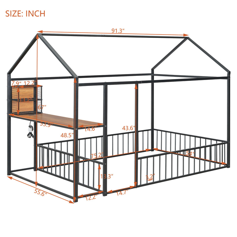 House Frame With Desk, Shelves, Power Outlets And USB Ports