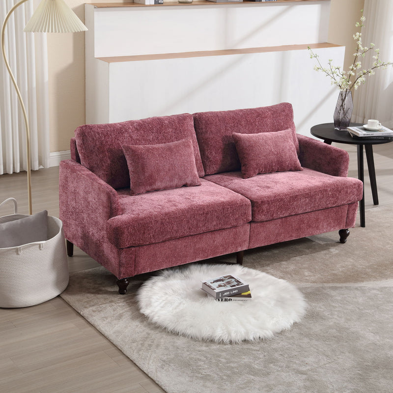 Mid Century Modern Chenille Fabric Loveseat Sofa, 2 Seat Upholstered Couch
