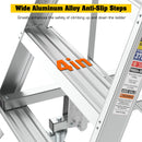 Heavy Duty Aluminum Rolling Platform Ladder With Steps, 375Lbs Capacity