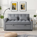 Modern Velvet Loveseat With Pullout Bed, Adjustable Reclining Backrest