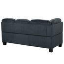Modern L Shaped Fabric Sectional Sofa With Tufted Detail - Charcoal