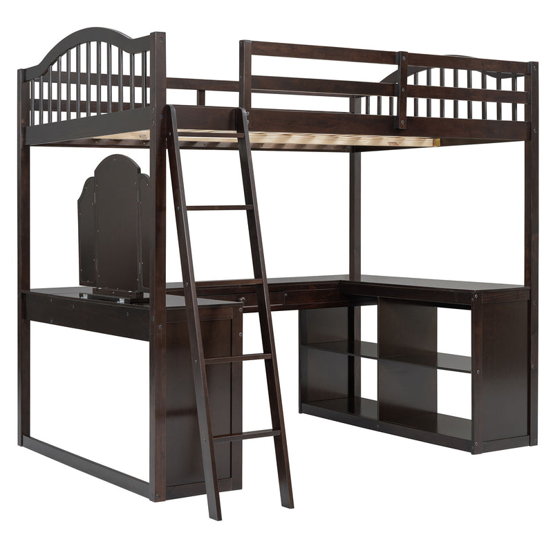 Loft Bed With Drawers, Cabinet, Shelves With Desk