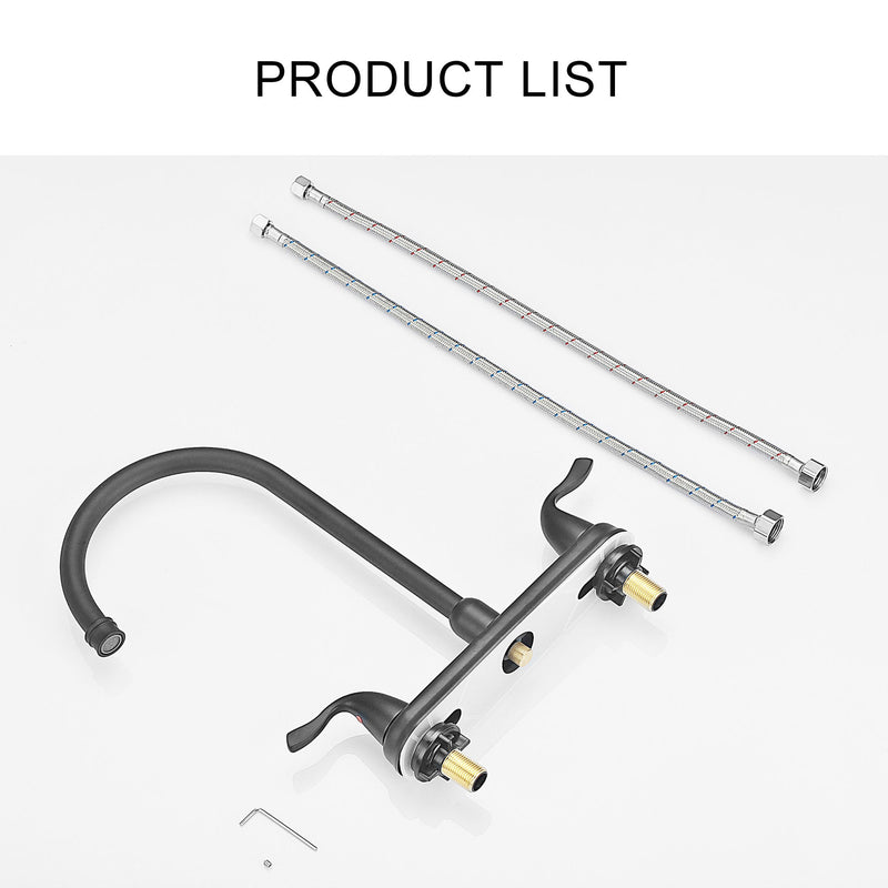 Stainless Steel Kitchen Sink Faucet With 2 Handles, 3 Hole Installation