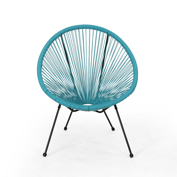 Lagoon - Outdoor Faux Rattan Accent Chair With Steel Frame - Teal
