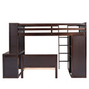 Twin size Loft Bed with a Stand-alone bed, Shelves,Desk,and Wardrobe-Espresso