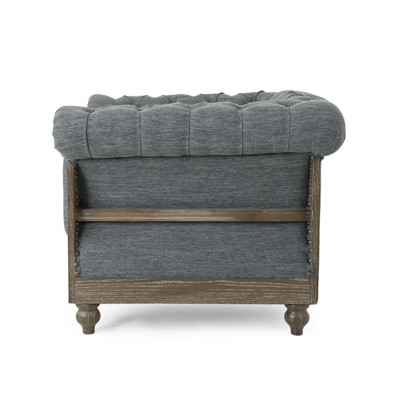 Fabric Upholstered Club Chair With Scrolled Tuxedo Arms