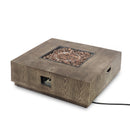 Wellington Square Iron Fire Pit With Wood Pattern Design And 50,000 Btu Output