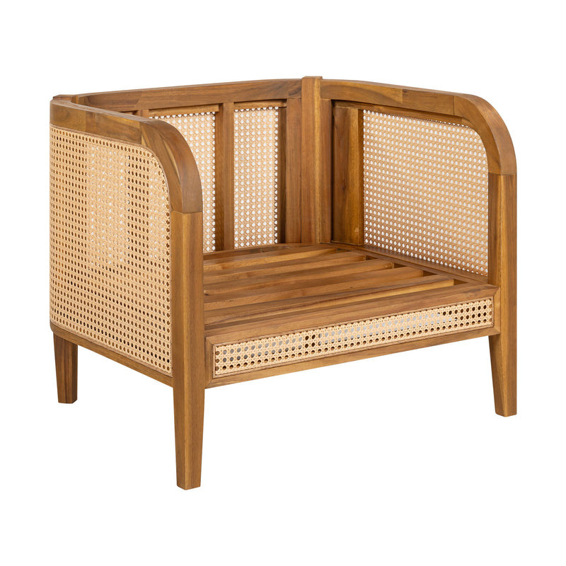 Kirkby - Bohemian Outdoor Patio Cushioned Arm Chair With Weatherproof Wooden Frame - Teak / Beige