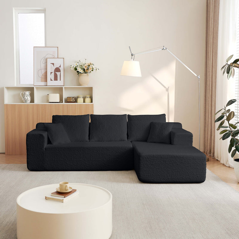 Modular Cloud Sectional Couch With L Shape Chaise - Black